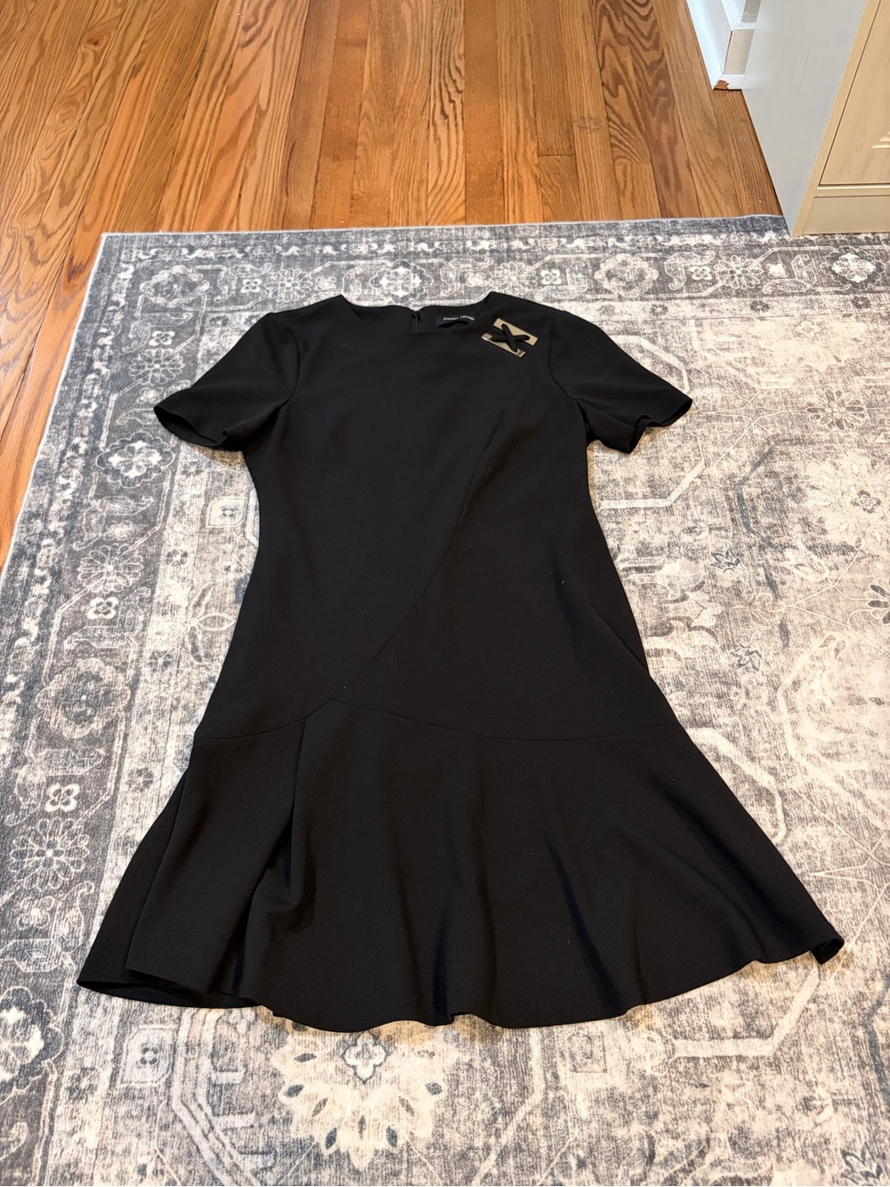 Ivanka Trump Black Short-Sleeve Flared Hem Midi Dress